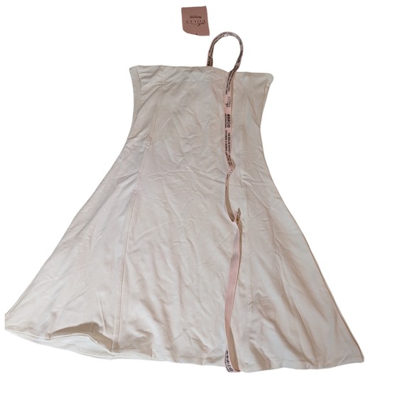 Oh Polly Brielle White Bandeau Mini Dress Strapless Side Split Modal US 4 NEW - Picture 8 of 10